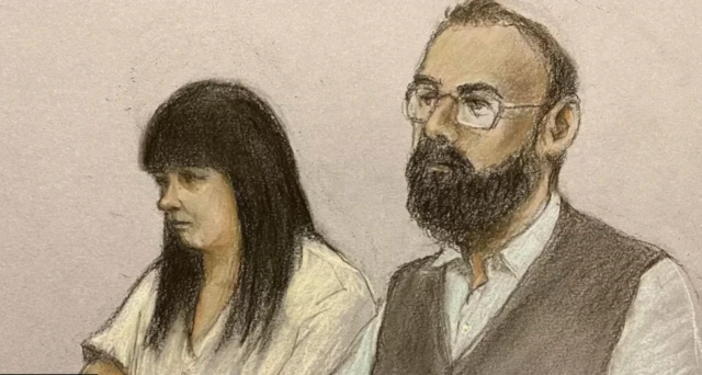 Court sketch of Gemma Barton and Craig Crouch