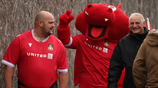 Wrexham fans and mascot