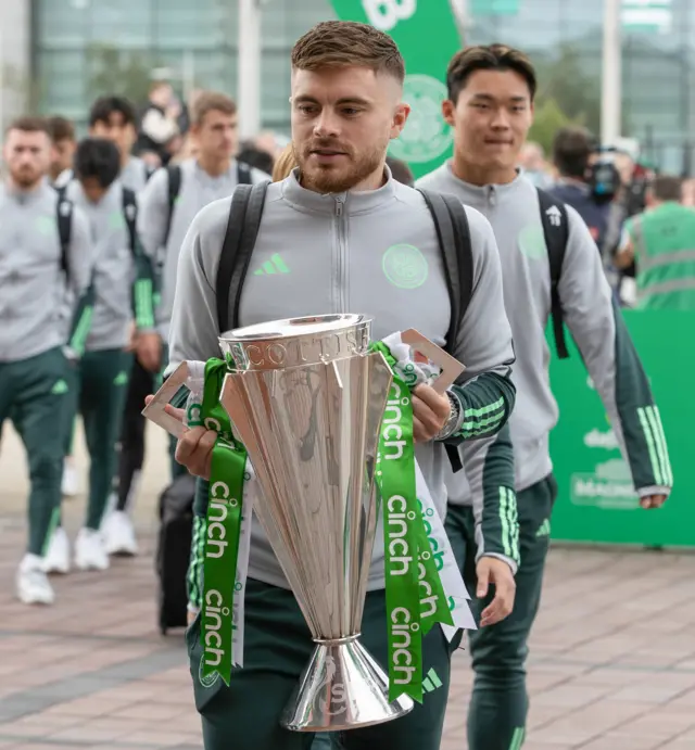 James Forrest holds the Scottish Premiership trophy