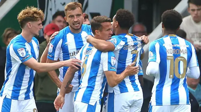 Huddersfield celebrate their equaliser