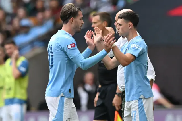 Phil Foden replaces Jack Grealish for Man City