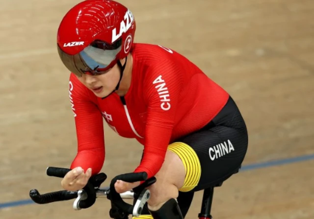 Zhenling Song in the Women's C2 500m time trial