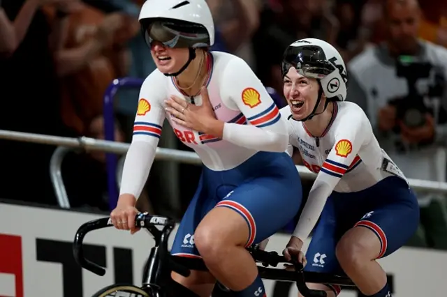 Holl and Unwin on the tandem bike