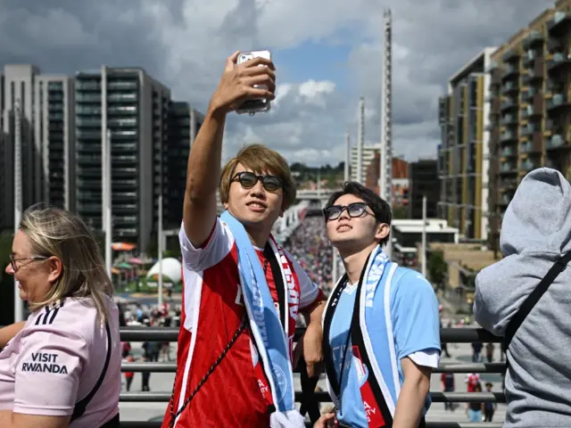 Fans at Wembley before the FA Community Shield