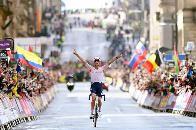 Mathieu Van Poel crosses the finish line