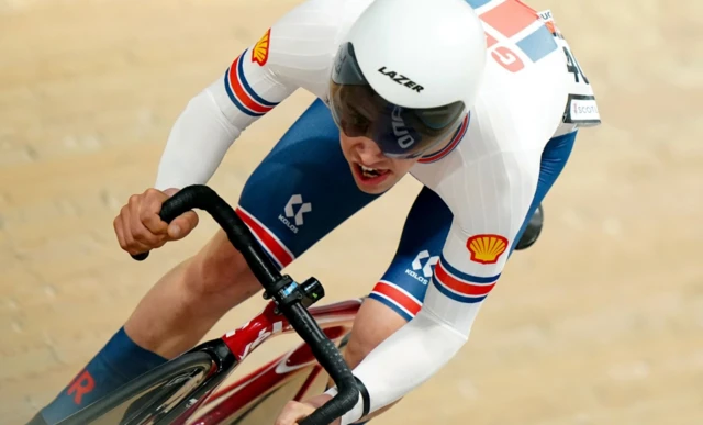 Archie Atkinson as he breaks away from the pack in the opening laps