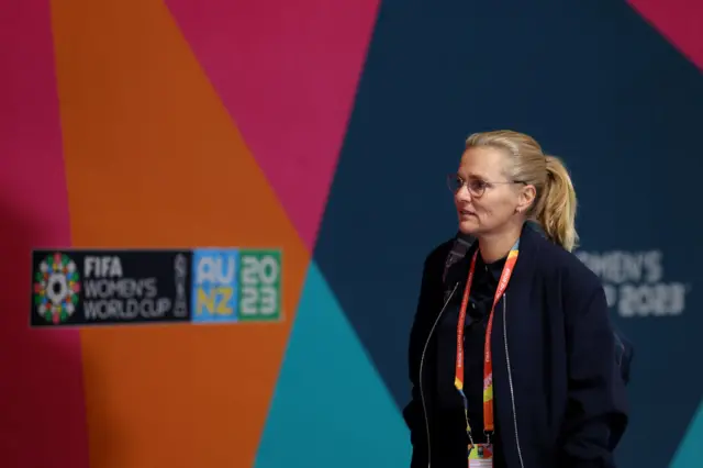 Sarina Wiegman arrives at Suncorp Stadium.