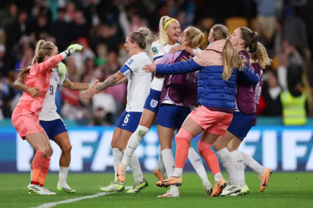 England players celebrate