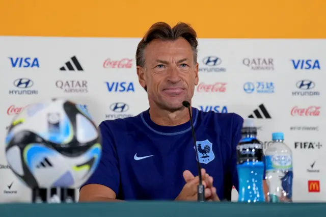 Herve Renard addresses the media ahead of France's round of 16 tie v Morocco.