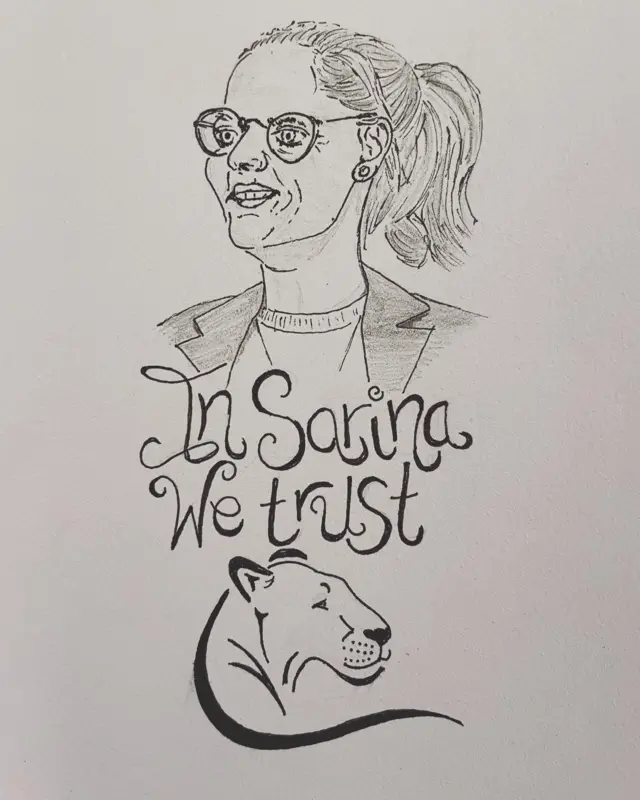 A fan's tattoo design for if England win the World Cup, depicting Wiegman with the words 'In Sarina we trust'