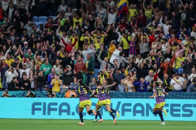 Colombia celebrate beating Germany