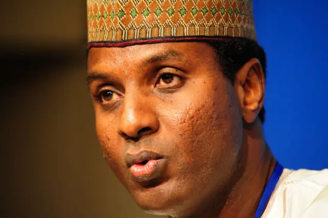 Niger's Finance and Economy Minister Ali Lamine Zeine speaks to reporters on October 12, 2008 at the IMF in Washington.