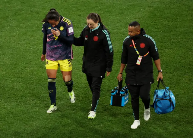 Ramirez comes off after receiving treatment.