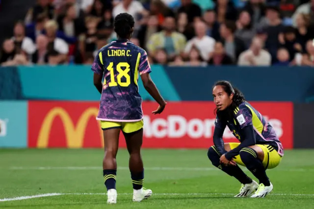Caicedo and Ramirez stand exhausted at full time against Jamaica.