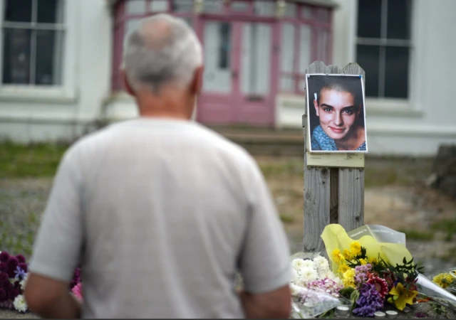 Tributes and flowers outside Sinead O'Connor's house