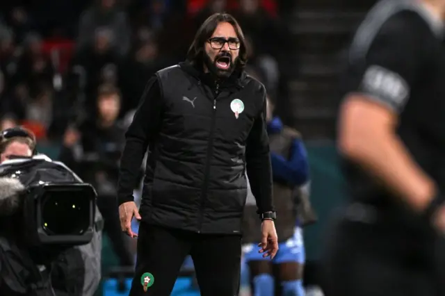 Pedros shouts orders to his Moroccan team from the sideline.