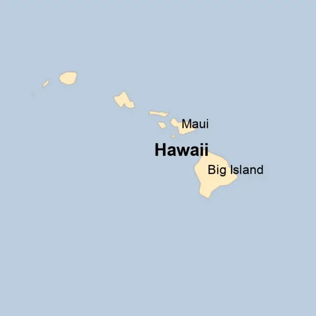 A BBC locator map shows Big Island and Maui within the Hawaiian archipelago