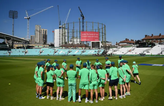 Oval Invincibles warm-up at The Oval