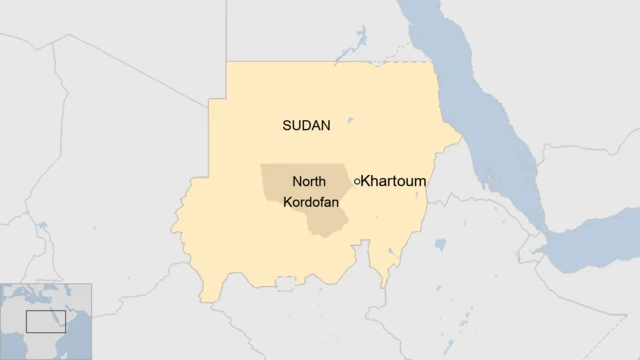 Map showing North Kordofan in Sudan, August 2023