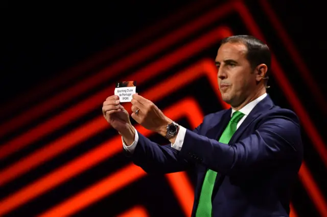 John O’Shea draws Sporting Clube de Portugal during the UEFA Europa League 2023/24 Group Stage Draw.