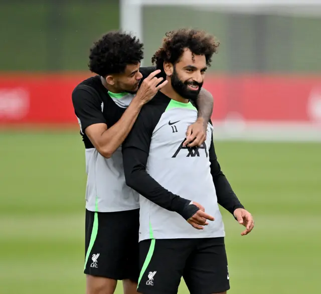 Mo Salah trains with Liverpool on 1 September