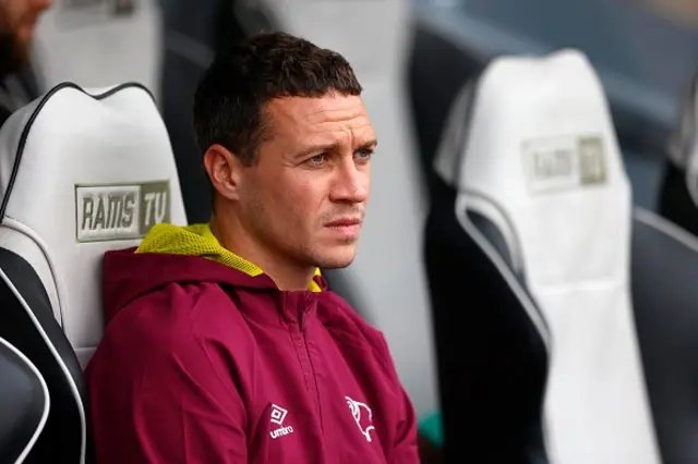 James Chester on the bench for Derby County