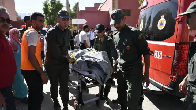 Injured people are transported from the health center of Amizmiz to Marrakech, Morocco, 09 September 2023, following an earthquake.