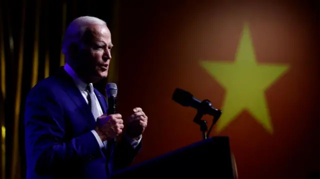 US President Joe Biden holds a press conference in Hanoi