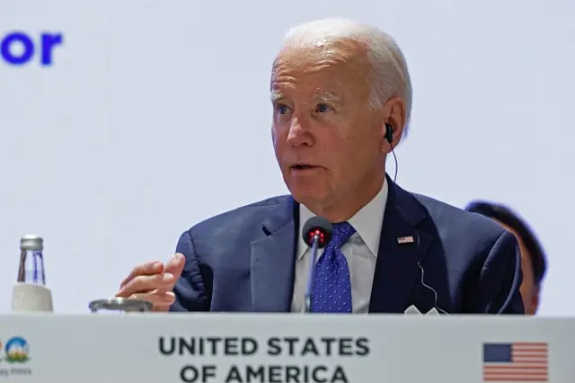 US President Joe Biden attends a session on 'Partnership for Global Infrastructure and Investment' as part of the G20 summit in New Delhi on September 9, 2023.