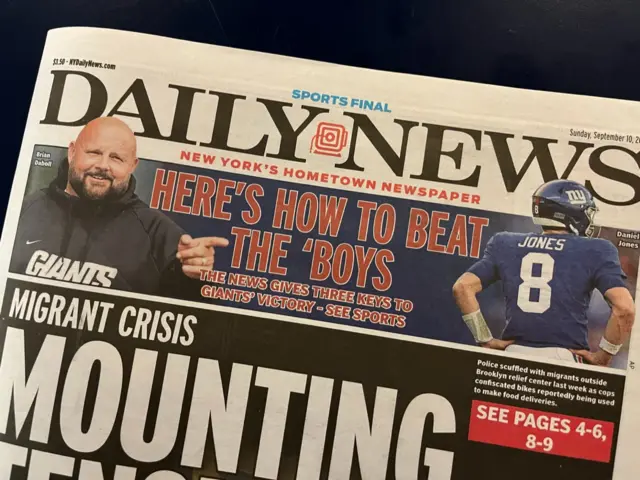 Front page of New York Post