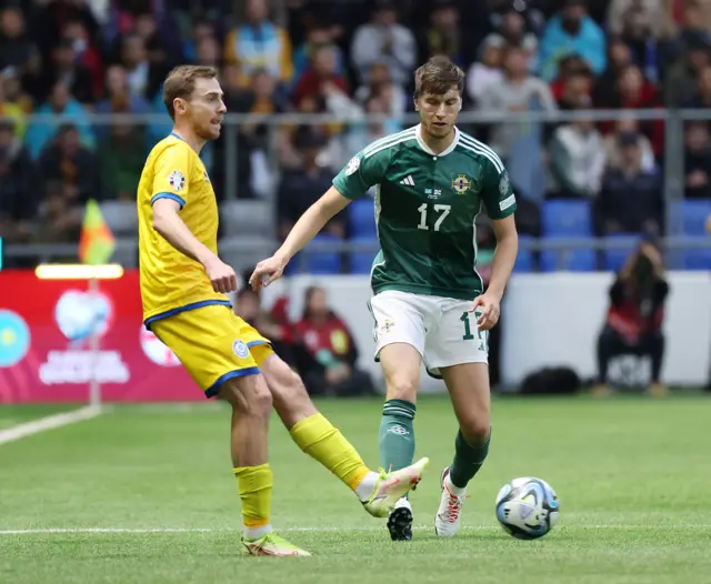 Northern Ireland's Paddy McNair in action against Kazakhstan