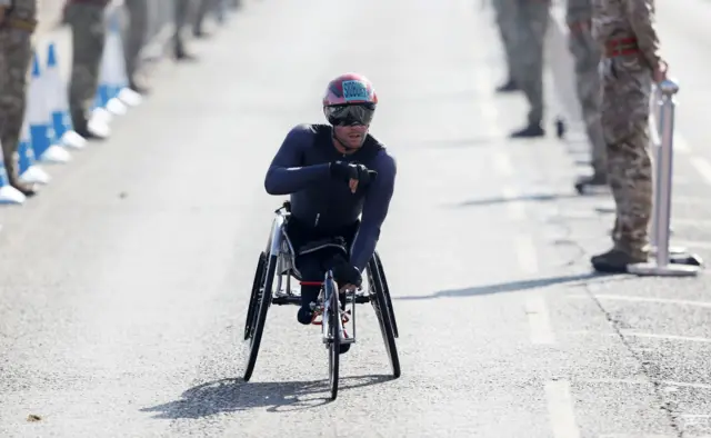 Daniel Sidbury wins the Wheelchair Elite Race of the AJ Bell Great North Run 2023 through Newcastle upon Tyne, Gateshead and South Shields. Picture date: Sunday September 10, 2023.