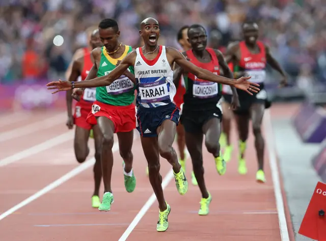 Mo Farah wins 5000m at London 2012 Olympics