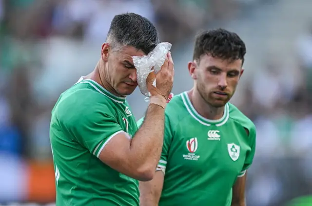 Jonny Sexton with an ice pack to his face