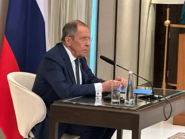 Lavrov at the press conference in Delhi