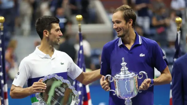 Novak Djokovic and Daniil Medvedev at the 2021 US Open