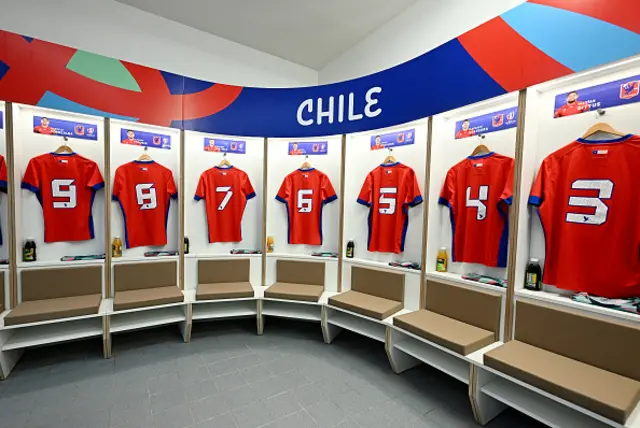 Chile changing room setup before the arrival of players