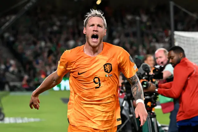 Wout Weghorst celebrates