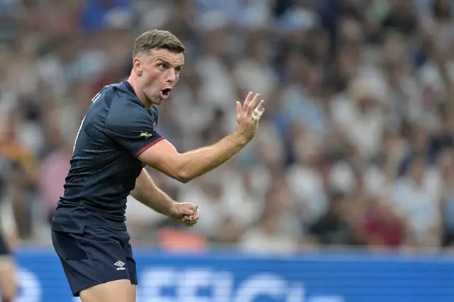 George Ford shouting to a team-mate during the game