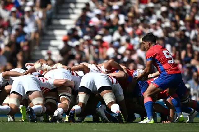 Scrum-half Torrealba waits to put the ball in the scrum