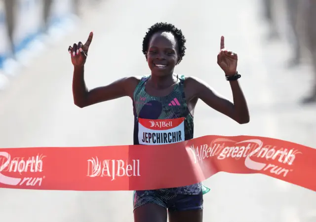 Peres Jepchirchir wins the Women's Elite Race of the AJ Bell Great North Run 2023 through Newcastle upon Tyne, Gateshead and South Shields. Picture date: Sunday September 10, 2023.