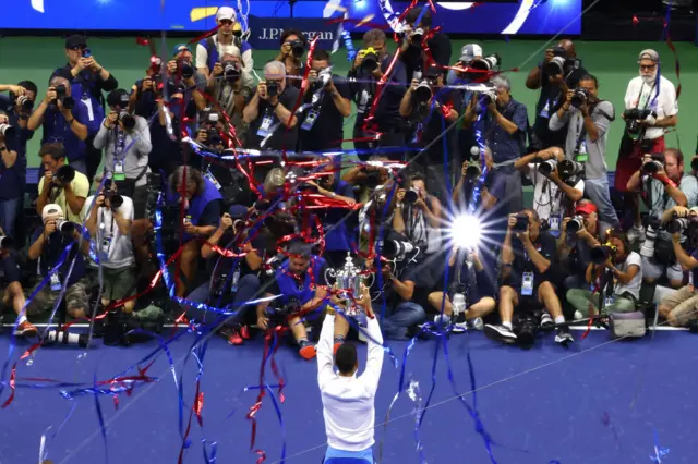 Novak Djokovic with US Open trophy