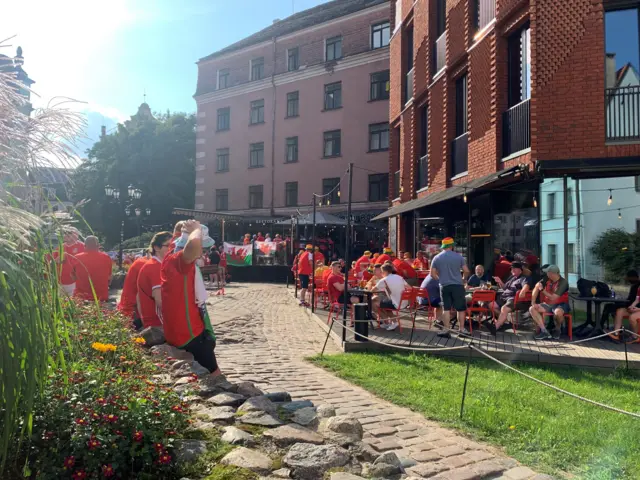 Wales fans in Riga