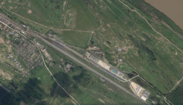 Aerial view of Tumangang station, North Korea