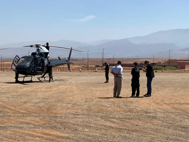 A photograph of a helicopter in Morocco