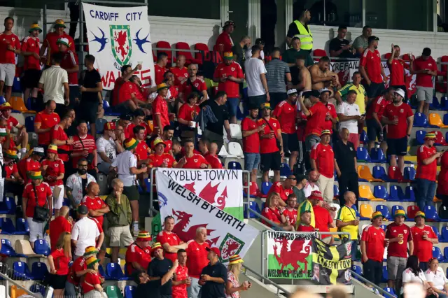 Wales fans at the Skonto Stadium