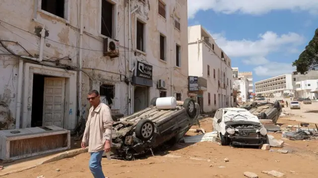 Devastated street scene in Derna, September 12