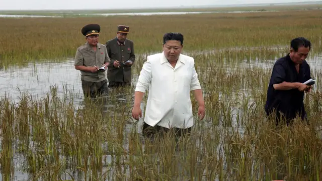 North Korean leader Kim Jong Un gives a field guidance in South Pyongan Province, North Korea, in this undated photo released by North Korea's Korean Central News Agency (KCNA) on August 21, 2023