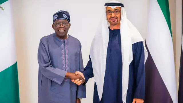 President Bola Ahmed Tinubu and President of the United Arab Emirates, Mohamed bin Zayed Al Nahyan, on 11 September in Abu Dhabi