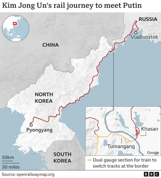 Kim's journey from Khasan to Vladivostok could take another five to six hours